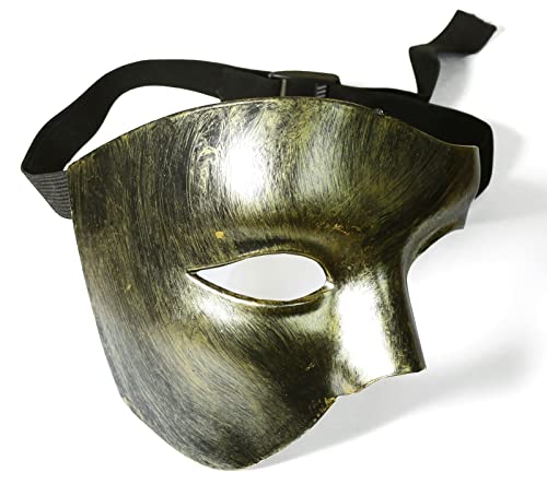 VKI® 2 Piezas Máscara Fantasma, La Máscara De Baile De Máscaras De La Ópera Medio Rostro Para Hombres, Máscaras De Carnaval Vintage Disfraz De Rostro Traje De Carnaval, Oro Y Plata