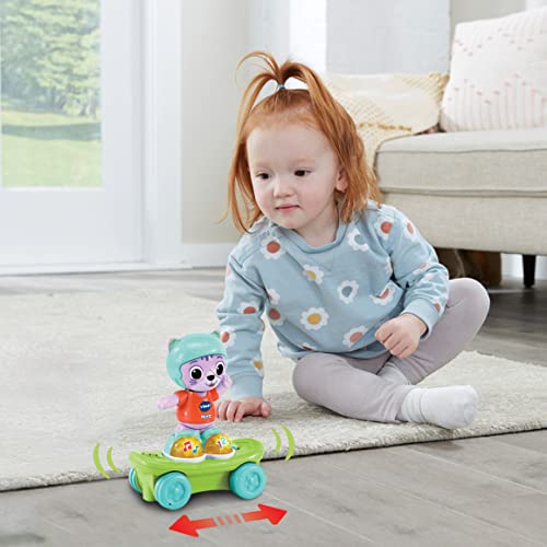 VTech - Gata interactiva Infantil Nora la Patinadora, Gatita para Montar en Skate Que Anima a seguirla, Juguete para bebés +12 Meses, Versión ESP