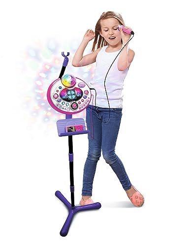 VTech Kidi Superstar Light Show, micrófono Karaoke para niños, Efectos Luminosos de Concierto, Conecta tu Reproductor de MP3, micrófono Ajustable MAX 140 cm, Idioma Italiano, baterías Incluidas, 6+