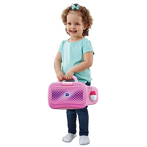 VTech - Ordenador Preescolar Pequemouse, Portátil educativo para niños +3 años, Aprendizaje progresivo, lógica, música, inglés, habilidades espaciales, color rosa, Versión ESP