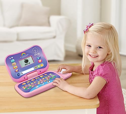 VTech - Ordenador Preescolar Pequemouse, Portátil educativo para niños +3 años, Aprendizaje progresivo, lógica, música, inglés, habilidades espaciales, color rosa, Versión ESP