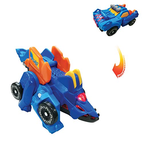 VTech - Switch&Go Dinos Púas el estegosaurio coche de carreras, Dinosaurios y figuras de acción, Juguete transformable 2 en 1 Dino-Car para niños +3 años, Versión ESP