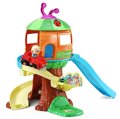 VTech Toot-Toot Drivers CoComelon Tree House - Juego de Pista para niños, Luces, Canciones de CoComelon Oficial, Incluye Auto Todoterreno de JJ Adecuado para 1, 2, 3, 4 años o más, versión en inglés