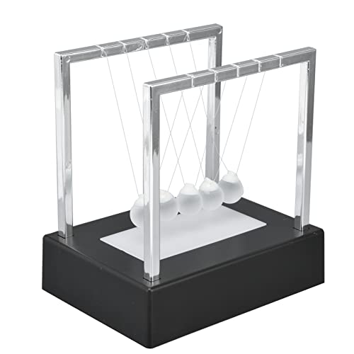 Wakects Newton Cradle Balance Balls Juego 5 Glass Ball Light Pendulum con Base Balance Physics Pendulum, Stress Relief Toy Swing Time 15-20 Seconds, 12 X 12 X 8.8 Cm