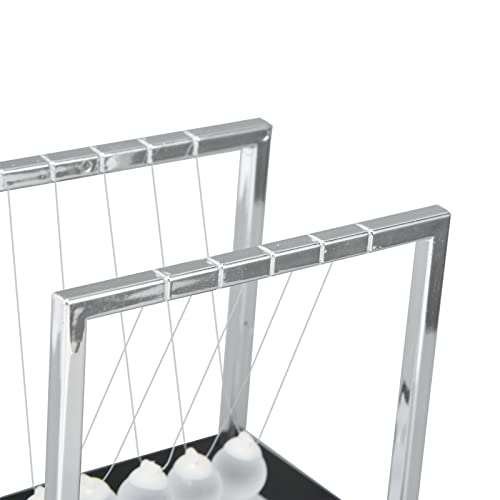 Wakects Newton Cradle Balance Balls Juego 5 Glass Ball Light Pendulum con Base Balance Physics Pendulum, Stress Relief Toy Swing Time 15-20 Seconds, 12 X 12 X 8.8 Cm