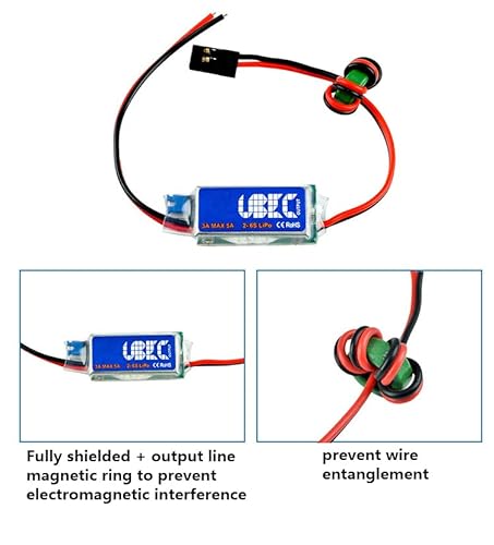 WANGCL Sistemas de Estabilización de Voltaje DC Ajustable UBEC RC 5V/6V 3A Servo Fuente de Alimentación para Cámara Gráfica Gimbal Receptor de Control de Vuelo para RC Helicóptero Avión