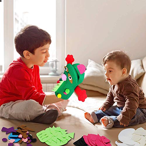 WATINC 12 marionetas de peluche, para manualidades, juego de manualidades para niños, de fieltro, calcetines, pompones, manualidades, juego de rol, accesorios de fiesta para niñas y niños