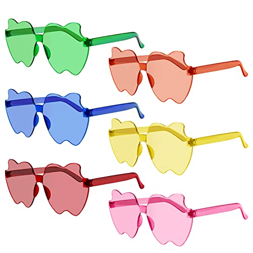 WEDNOK 6 Piezas Gafas de sol sin montura forma manzana,Gafas Color Caramelo,Gafas de fiesta sin montura,Accesorios para Disfraces Hippie,para Mujeres Hombres Fiesta de Cumpleaños