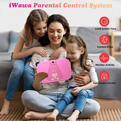 weelikeit Tablet Niños 7 Pulgadas Android 11, 2GB RAM 3GB ROM 32GB (TF 256GB) Tableta Infantil, Kids Juego Educativos, Control Parental, Dual Cámara, WiFi 6, Bluetooth, Kid-Proof Funda(Rosa)