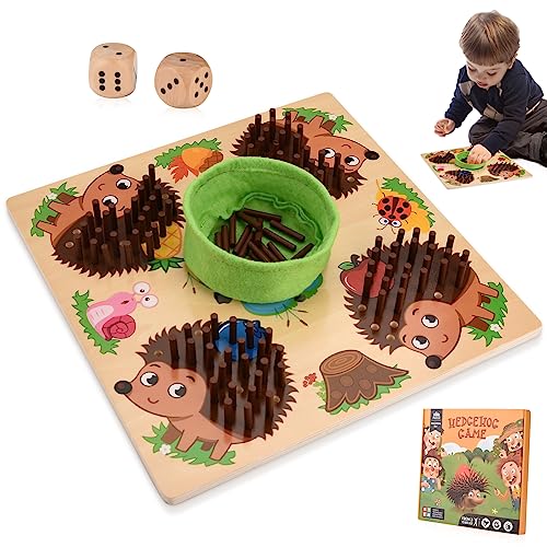 Weigudoc Juego Erizo Motricidad Fina, Juguete Montessori para niños, Juguete de Madera en Forma de Erizo, Juego sensorial de Palo de Erizo, Juegos educativos de matemáticas, Partir de 3 años