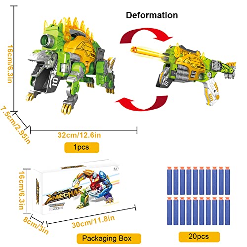 Westhood Bláster Lanzador de Juguete DinoSquad Lanzador con 20 Balas Juegos de Ninos Disparar Puede Cambiar de Forma Adecuado para Niños de 7 a 14 Años (Dragón Espada)