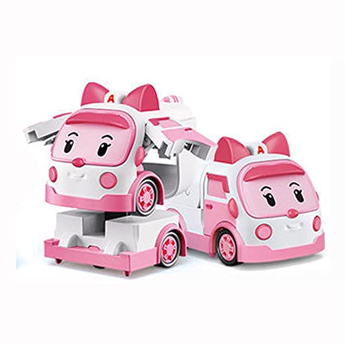 WHFMATPQB Poli Robocar Transformando Robot Roy Roy Camión De Bomberos Equipo De Rescate De Tráfico para Niños Juego De Automóviles para Niños Regalo De Cumpleaños Festivo L10cm,F