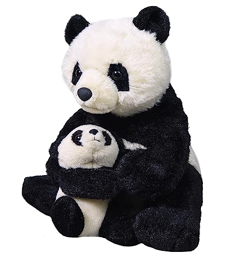 Wild Republic Mom and Baby Panda, Peluche Mamá y Cría de Peluche, 38 cm, Regalos para Niños, Osos de Peluche, Juguetes para Niños Pequeños, Relleno Elaborado con Botellas de Agua Recicladas