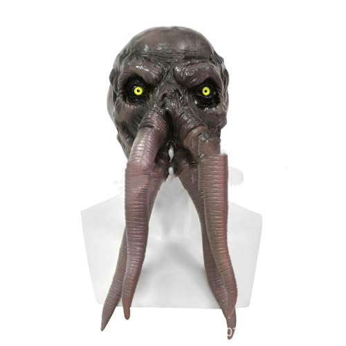 WILsem Máscara de látex ilítida de Baldur's Gate Mind Flayer Head Halloween Cosplay espeluznante fiesta accesorios adultos