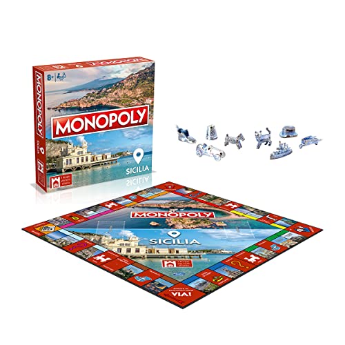 Winning Moves - Los pueblos más Bellos de Italia ed. Sicilia, Monopoly, Juego de Mesa, 8+ años