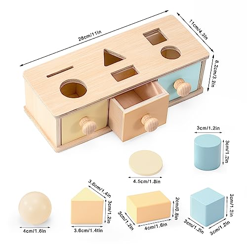 Wisplye Juguetes Clasificador de Formas, Caja de Permanencia de Objetos, Cubo de Madera para Clasificar Formas Juegos Montessori Educativos Regalo para Niños Niñas 1 2 3 4 5 Años