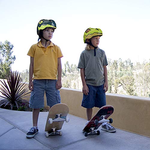 WLXW Casco de Bicicleta para Niños de 3-8 Años de Alta Densidad PC de Dibujos Animados de Patinaje de Dinosaurios para Niños Patineta para Niños Casco de Protección para la Cabeza del Niño,Rojo