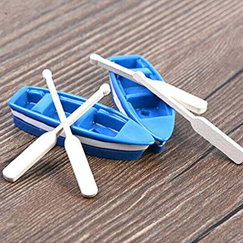 Wmaple wufeng 2pcs Miniatura Barcos Paisaje Fairy Garden Barco Azul remos remos Mini Artículos de decoración Jardinería Decoración Kit