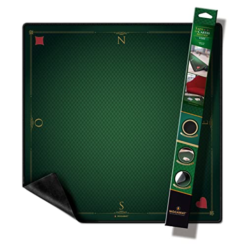 WOGAMAT Alfombra De Juego De Lujo Verde Para Tarot, Póker, Contra, Esquina 60X60Cm– Neopreno Grueso Anti Manchas Y Antiderapant En Todo Tipo De Superficie – Deslizamiento De Tarjetas Ajustado Todo