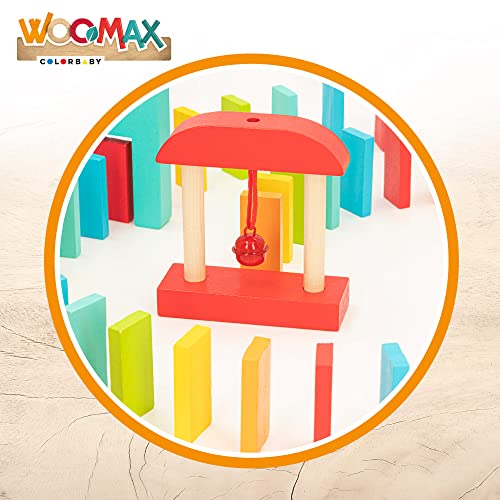 WOOMAX 49325 - Juego de dominó infantil de madera para niños, efecto mariposa, dinámico, Circuito, Juguetes de madera, 100 piezas de madera