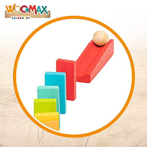 WOOMAX 49325 - Juego de dominó infantil de madera para niños, efecto mariposa, dinámico, Circuito, Juguetes de madera, 100 piezas de madera