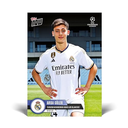 World Trading Cards - Cromos Futbol Raw - Cartas de Futbol - Colección Topps & Panini - Toploader y Penny Card Sleeve - Tarjeta Edicion Limitada 2023 (Arda Güler - Presentación R. Madrid)