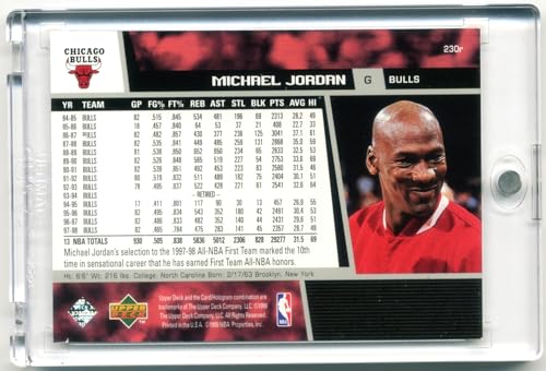 World Trading Cards NBA,Upper Deck,Cartas de Basketball,Cromos Baloncesto,Estuche Magnético + Sleeve Protector,Tarjeta Edición Limitada (Jordan Upper Deck 230RE)