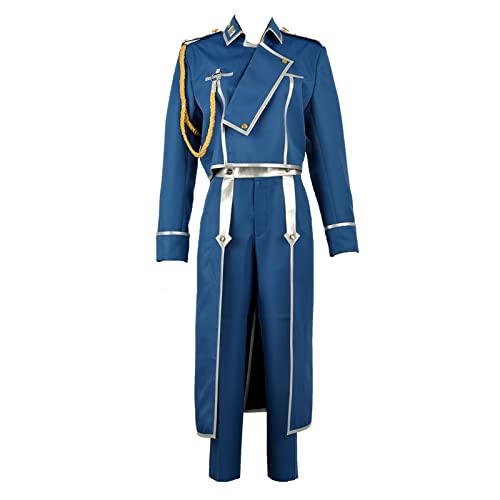 WSTCCOS Fullmetal Alchemist Roy Mustang Riza Maes Cosplay Disfraz Adulto Top Pantalones Azul Uniforme Hombres Mujeres Traje