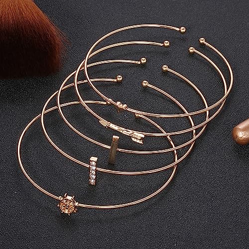 WUUISDNX 1 Juego de para mujer, extremo abierto, electrochapado, elegante, que no se desvanece, brazalete para mujer, joyería, adorno, regalo de cumpleaños