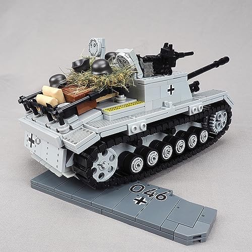 WW2 Militar No 3 G Tipo Tanque de Combate Bloques de Construcción con Mini Figura y Pieza de Arma, 680 Unidades Militares Tanques Modelo Soldados Juego de Armas Juguetes Compatibles con Lego