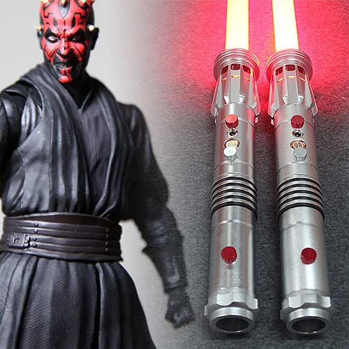 XDXDO Darth Maul Lightsable, 2-en-1 Forte FX Double Blade Light Sable Duel Sound con iluminación y Sonido Rojo (45 Pulgadas),2 Piece