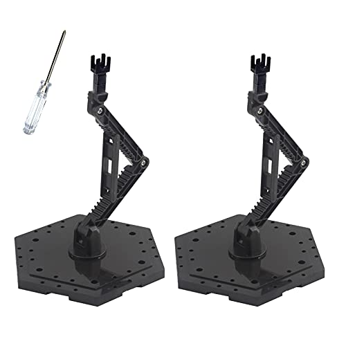 XISTEST Hobby Action Base, soporte para modelos, soporte de exhibición compatible con Gundam HG RG 1/144, modelos de figura de escala, color negro (2 unidades)