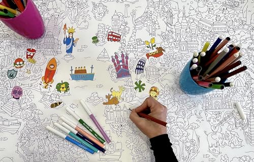 YAGY COLOR - Mural Doblado para Colorear del Mapamundi para Niños y adultos | Fabricado en España | Educativo