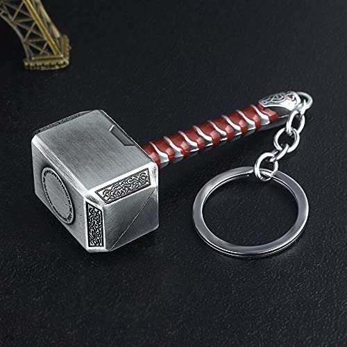 Yerdos 2 llaveros de Thor Stormbreaker + llavero de martillo 2 en 1 hacha Mjolnir Cosplay, plata