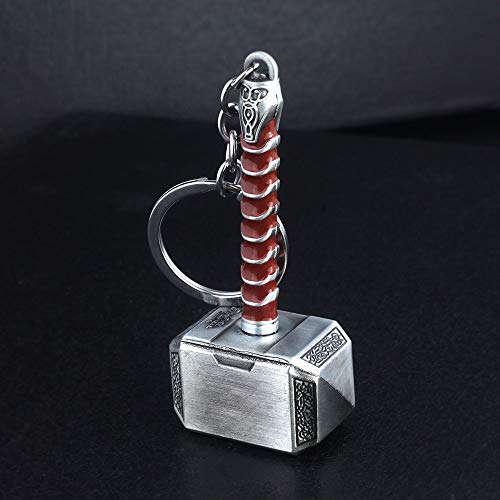 Yerdos 2 llaveros de Thor Stormbreaker + llavero de martillo 2 en 1 hacha Mjolnir Cosplay, plata