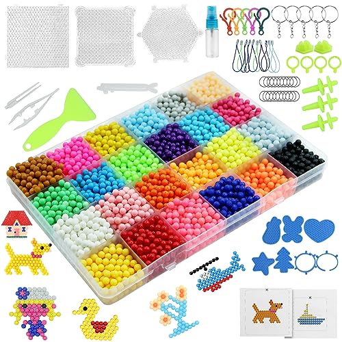 YESLUSY Kit de Recarga de Cuentas de Agua, Kit de Cuentas de Agua Mágicas, 4800 Cuentas en 24 Colores, No Tóxicas, con Accesorios de Manualidades para Niños Principiantes Juguetes DIY