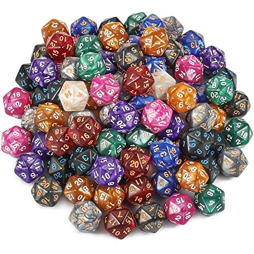 YILAIDA Juego de 100 dados poliédricos con bolsa negra, juego de mesa para mazmorras y dragones Pathfinder DND RPG MTG (20 caras)