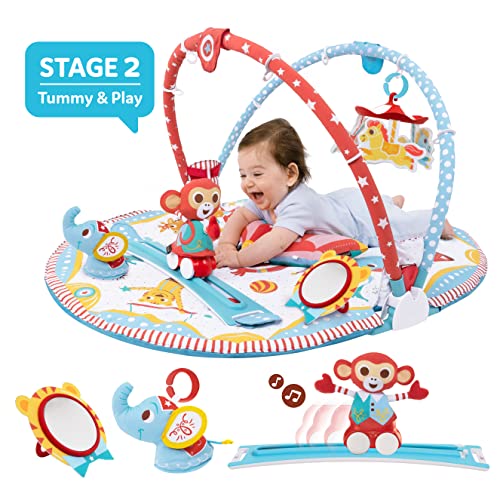 Yookidoo Alfombra de juego Circus Baby Gym. con móvil motorizado musical, almohada de tiempo abdominal, espejo y figuras de animales texturizados recién nacidos. Actividad infantil para 0-12 meses.