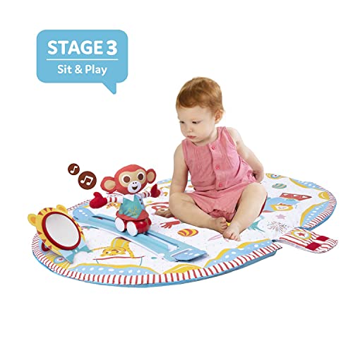 Yookidoo Alfombra de juego Circus Baby Gym. con móvil motorizado musical, almohada de tiempo abdominal, espejo y figuras de animales texturizados recién nacidos. Actividad infantil para 0-12 meses.