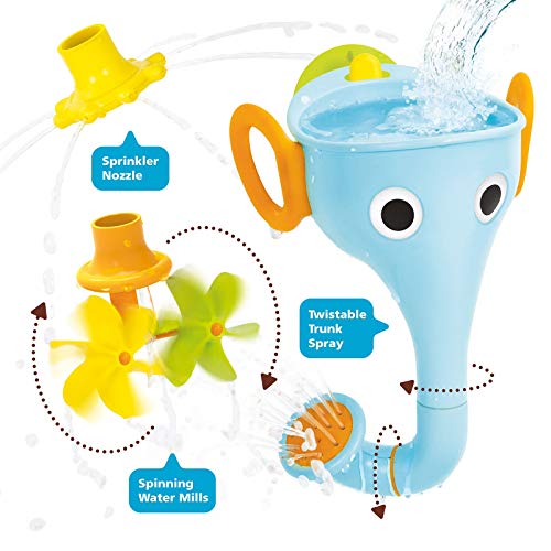 Yookidoo Baby Bath Toy - FunEleFun Fill 'N' Sprinkle Elephant Trunk Embudo con 3 Accesorios Intercambiables, diversión para el baño Que promueve el Aprendizaje