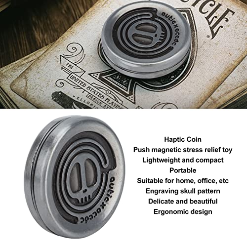 Yosoo Health Gear Haptic Coins Fidget Slider, Memento Mori Vivere Coin Stoic Reminder Token Skull Challenge Metal Devil Stress Relief Toys Slider EDC Clicker Office Toy para Niños Adultos