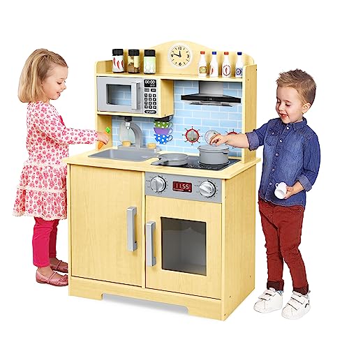 YRHome Cocina Infantil de Madera, Accesorios de Cocina, Cocina de Madera, Cocina de muñecas, Cocina de Juguetes, Juego de rol,Regalo para niños a Partir de 3 años, 56 x 28,5 x 92 cm