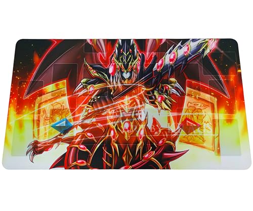 Yu Gi Oh Playmat TCG Alfombra de juego (61 x 35 cm) | Red Eyes Dark Dragoon (con zonas de campo)