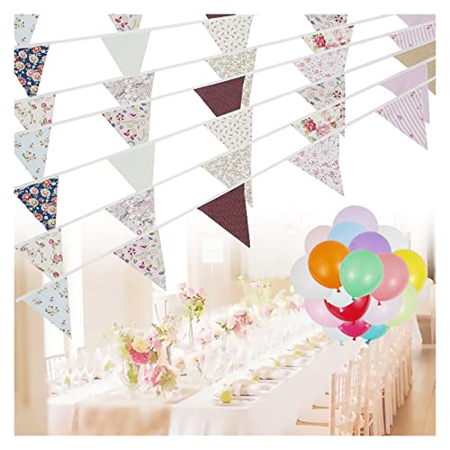 YUGHJFEN Decoración navideña 14m 45 Pieza Bandera Hecha a Mano algodón Bandera bandería Guirnalda Ducha bimes de cumpleaños Boda Fiesta decoración (Color : Proxy Link)