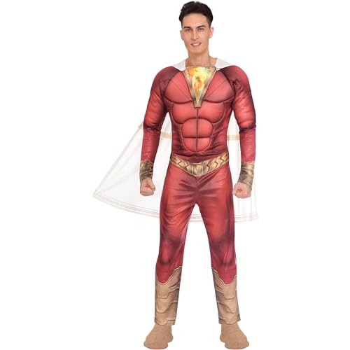 Yummy Bee - Disfraz de Shazam para adulto - Disfraces de superhéroe de Halloween para hombre - Disfraz de superhéroe de DC Comics (XL - 46/48)