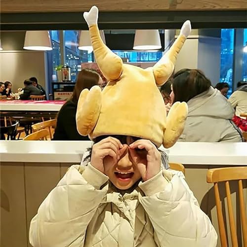 YUNCUIMU Roast Chicken Hat, Quirky Gift - Moveable Chicken Leg with Music, Turkey Hat Singing Leg Swinging Chicken Hat (1 Pcs,regular)