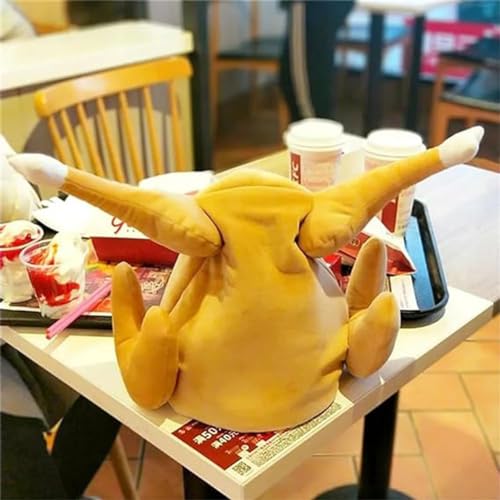 YUNCUIMU Roast Chicken Hat, Quirky Gift - Moveable Chicken Leg with Music, Turkey Hat Singing Leg Swinging Chicken Hat (1 Pcs,regular)