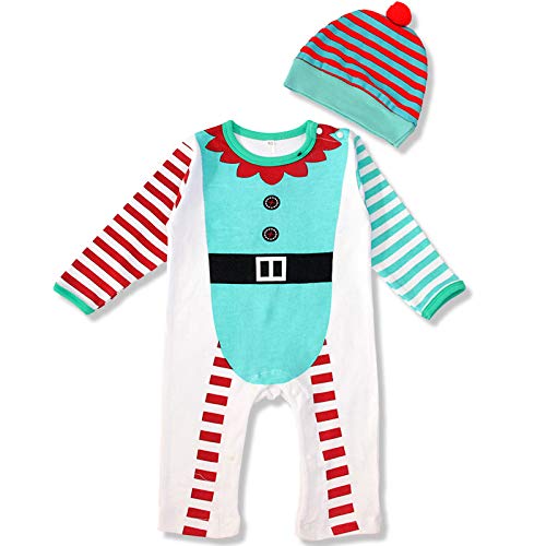 YWLINK Ropa De Bebe ReciéN Nacido Traje De Navidad Dibujos Animados Sombrero Gorro Mameluco Mono Mono Mezcla De AlgodóN Pijama Suave Y CóModo Disfraz Divertido Lindo Juego De Roles (Azul, S)