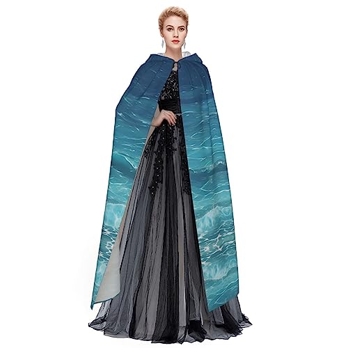 YYHHAOFA Capa con capucha para adultos de Halloween, cuidado fácil y duradera, perfecta para fiestas, cosplay, escenario y más pastel de arándanos, negro, azul (the deep blue sea), talla única