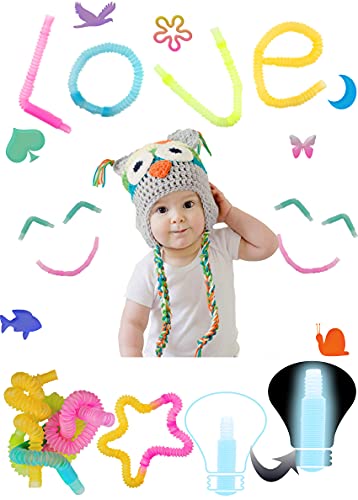 Zayin Mini Tubos Pop Juguetes Sensoriales, Tubo Pop Luminoso Tubo Elástico Multicolor Juguete Educativo Infantil Interesante Herramientas Sensoriales Elásticas para Aliviar el estrés y la Ansiedad